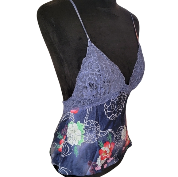 Women's Victoria's Secret Purple Silk & Lace Floral Chemise Lingerie Top Small - Picture 3 of 9